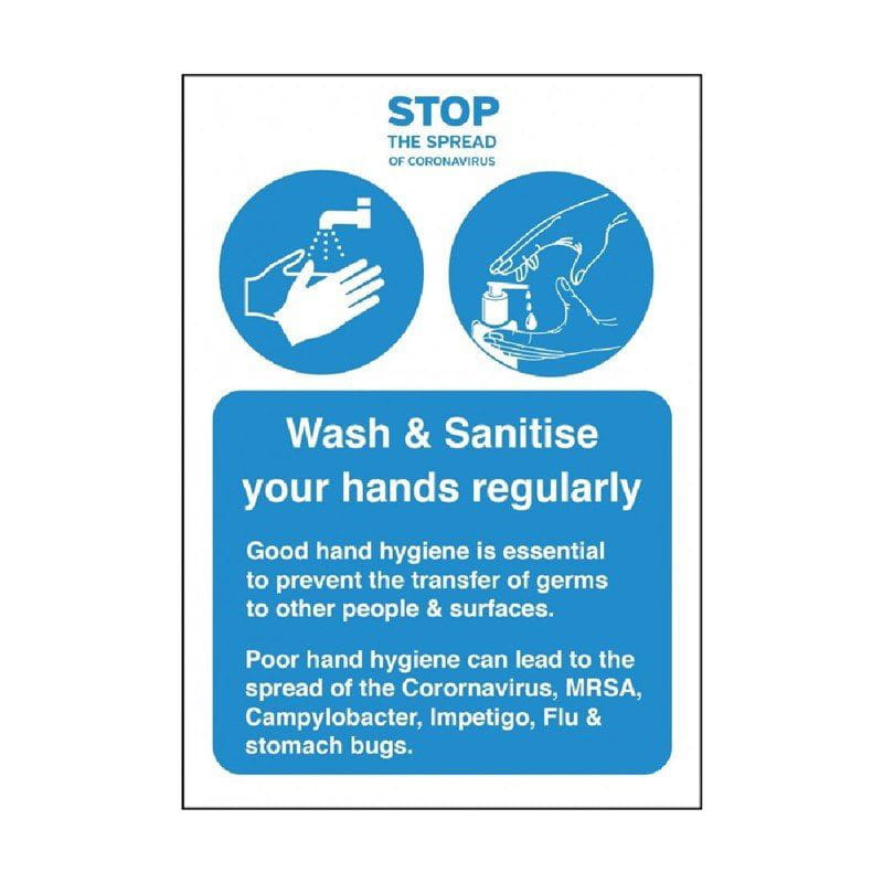 Waschen und desinfizieren Sie Ihre Hände regelmäßig selbstklebendes Schild A4