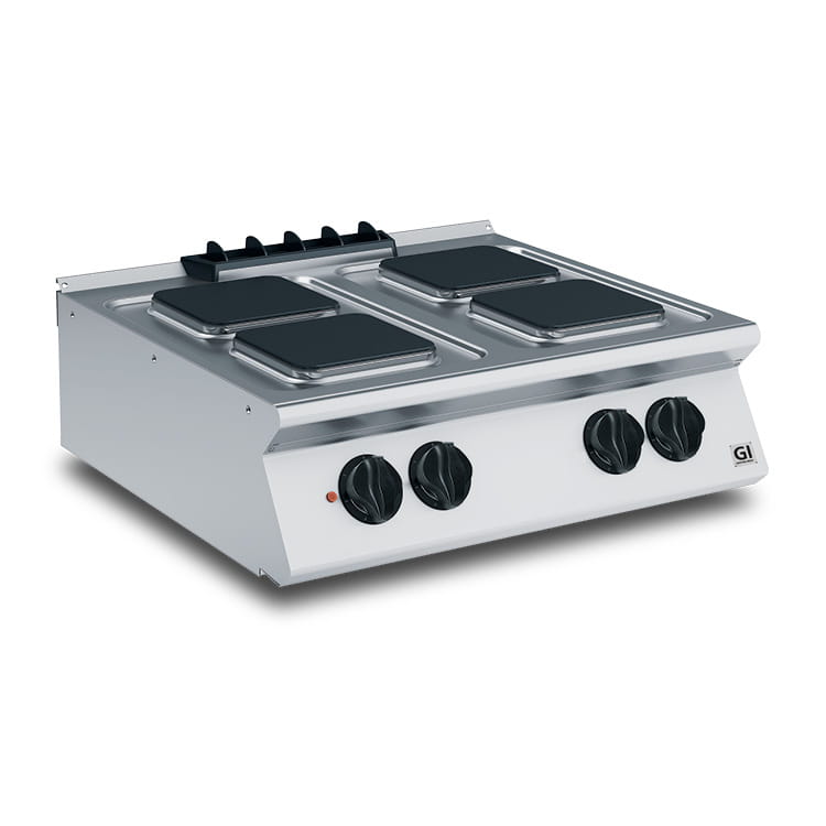 Gastro-Inox 700 HP Elektroherd mit 4 quadratische Kochplatten, 80cm