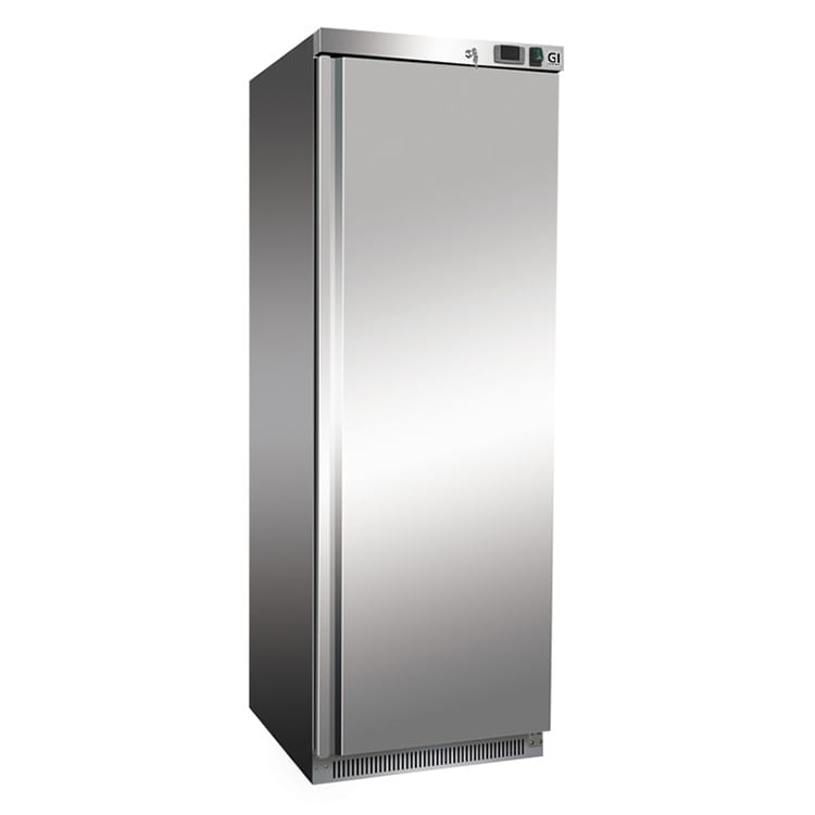 Gastro-Inox Edelstahl 400 Liter Kühlschränk, statisch gekühlt mit Ventilator