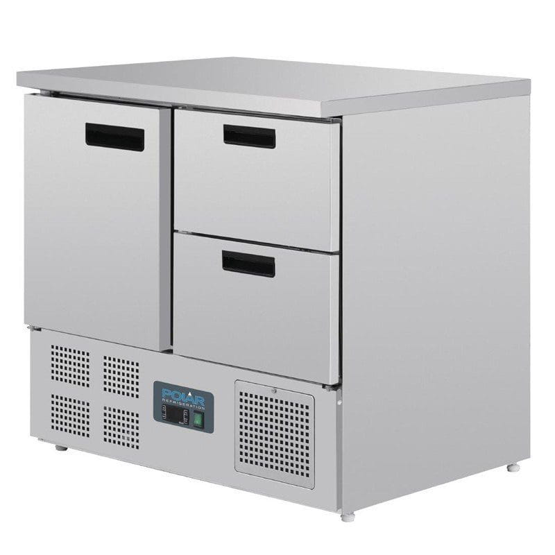 Polar Kühltisch 1-türig mit 2 Schubladen 240L
