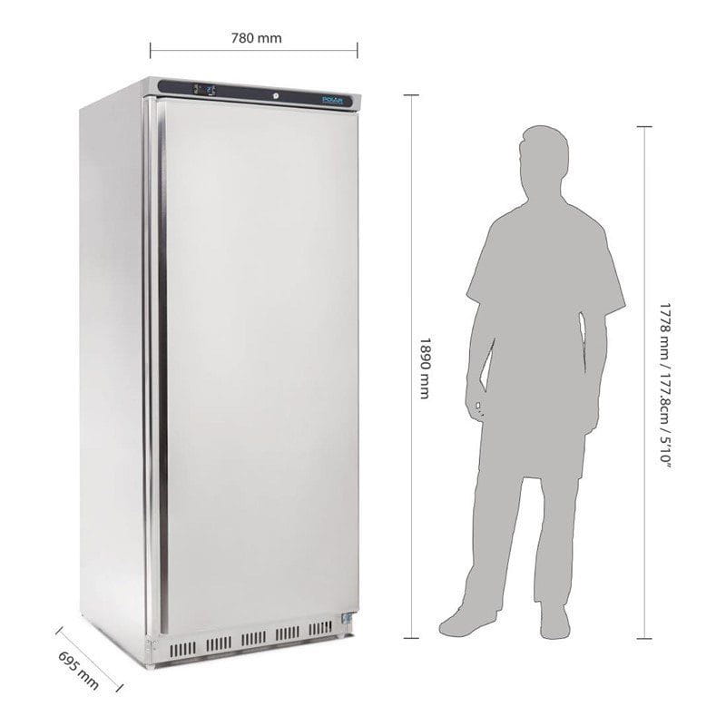 Polar Kühlschrank Edelstahl für leichte Nutzung 600L