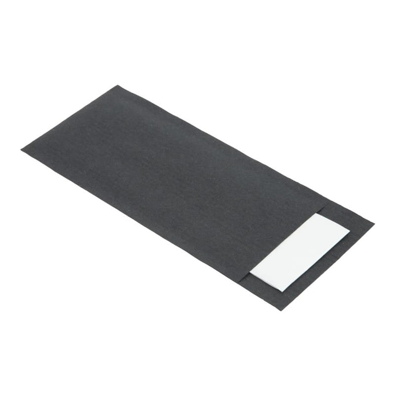 Europochette Schwarze Bestecktasche mit weißer Serviette (Box 500)