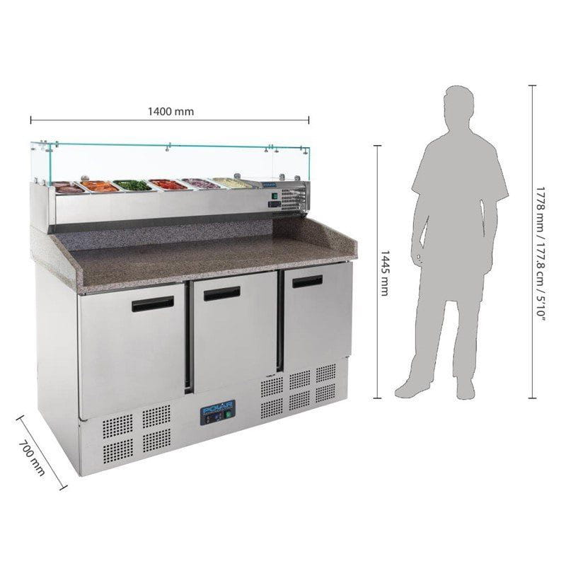 Polar Thekenkühltisch für Pizzen und Salate 368L