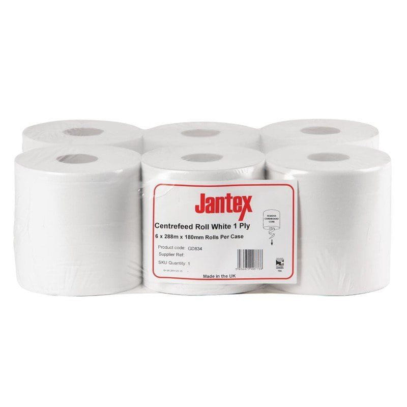 Jantex Handtuchrollen für Innenabrollung weiß 1-lagig - 6 Stück