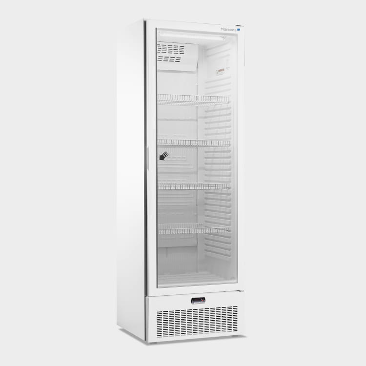 Marecos Kühlschränk mit Glastür aus weißem Stahl 400 Serie