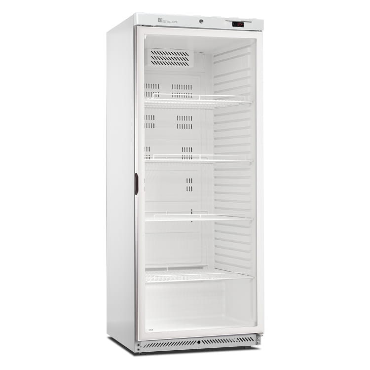 Marecos Kühlschränk GN 2/1 aus weißem Stahl 600 Serie mit Glasstür