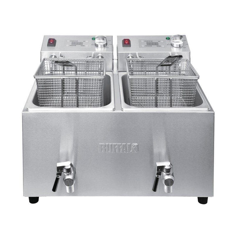 Buffalo Doppelfritteuse 2 x 8L 2,9kW mit Timer