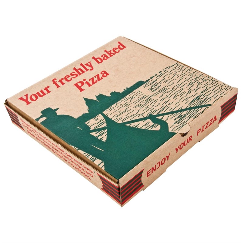 Kompostierbare bedruckte Pizzakartons 23cm (100er Pack)